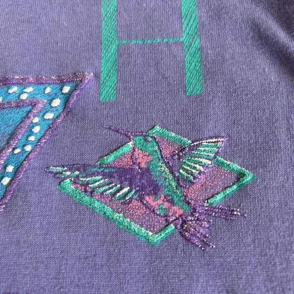 Vintage Sparkly Utah Mtn Landscape 1993 Tee T-Shirt Deadstock Purple Women’s M - Picture 13 of 15